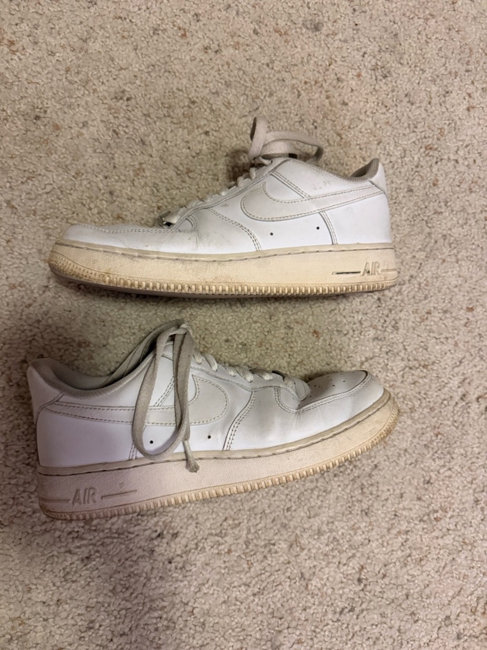 Nike White Low-Top Leather Sneakers with Cream Sole